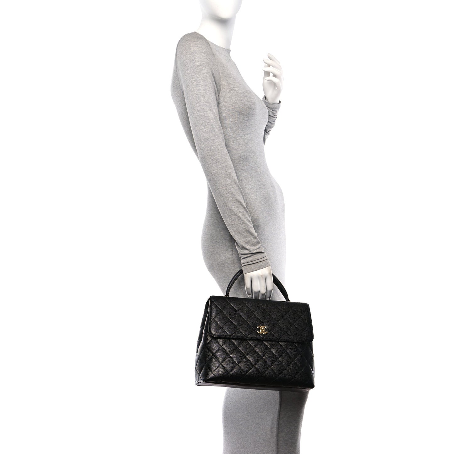 Caviar Quilted Jumbo Kelly Flap Black