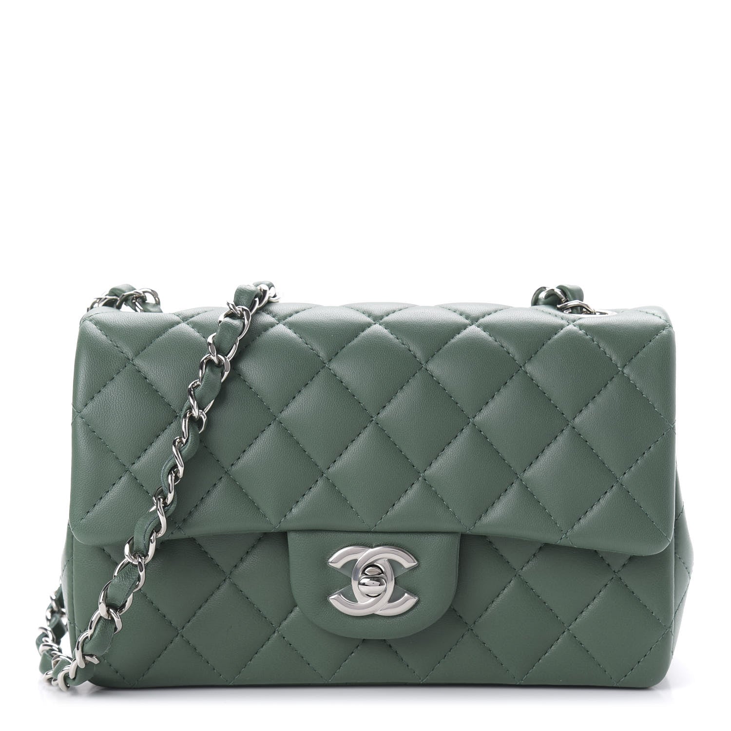 Chanel Lambskin Quilted Mini Rectangular Flap Green 1 of 11