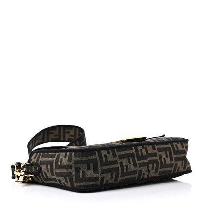Fendi Fabric Jacquard FF 1974 Medium Baguette Tobacco Moro Black 3 of 9