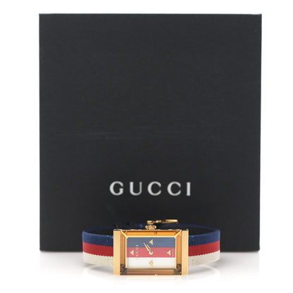 Gucci Stainless Steel Nylon Mother of Pearl 21mm Web G-Frame Quartz Watch Blue 8 of 8