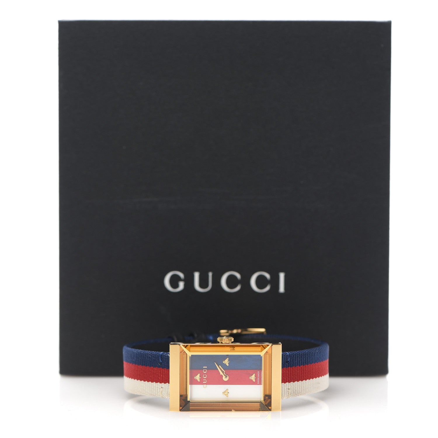 Gucci Stainless Steel Nylon Mother of Pearl 21mm Web G-Frame Quartz Watch Blue 8 of 8