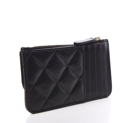 Chanel Aged Calfskin Quilted Reissue Flap Zip Card Holder Black 2 of 7