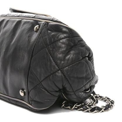 Chanel Lambskin Quilted East West Accordion Flap Black 10 of 11