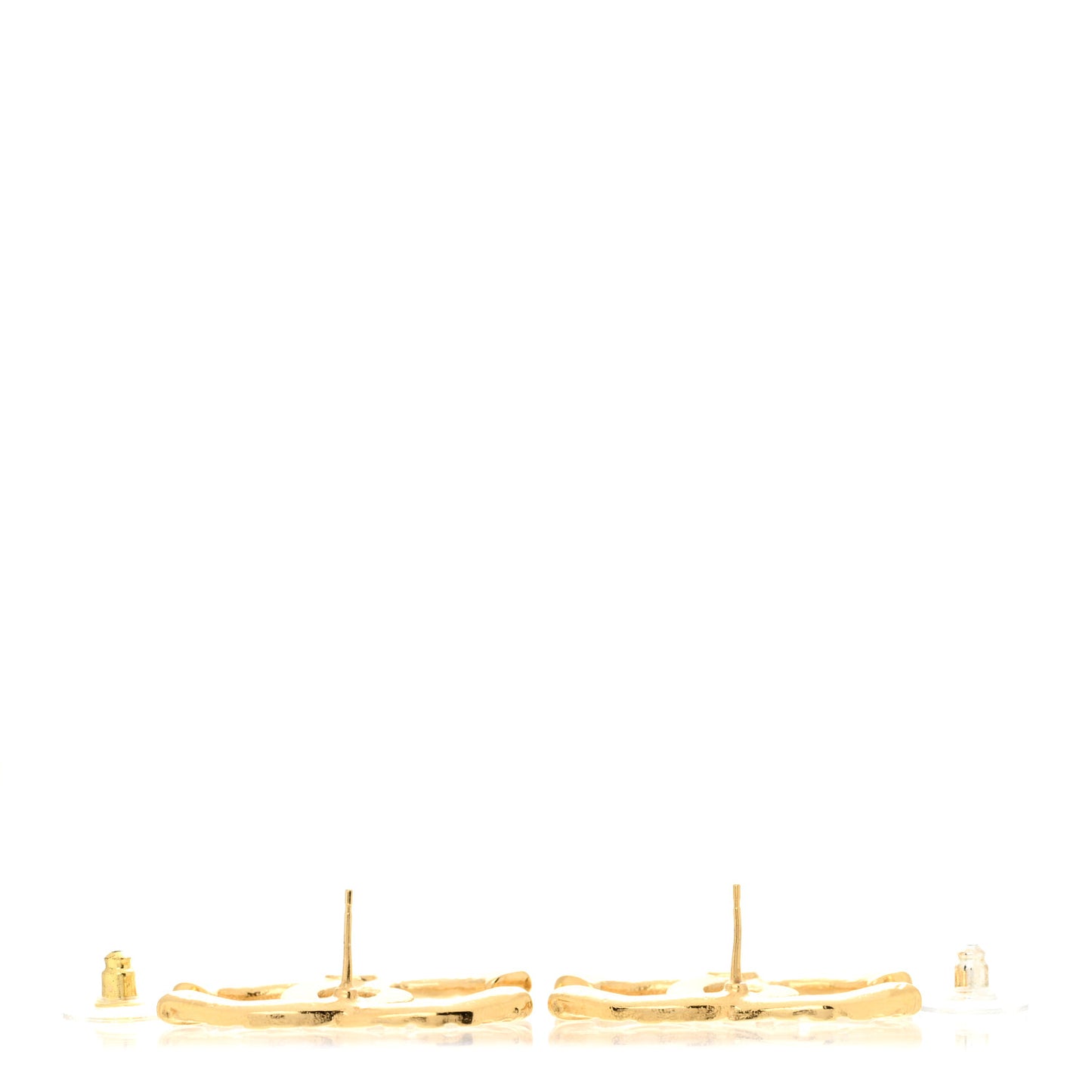 Metal Tweed Effect CC Earrings Gold