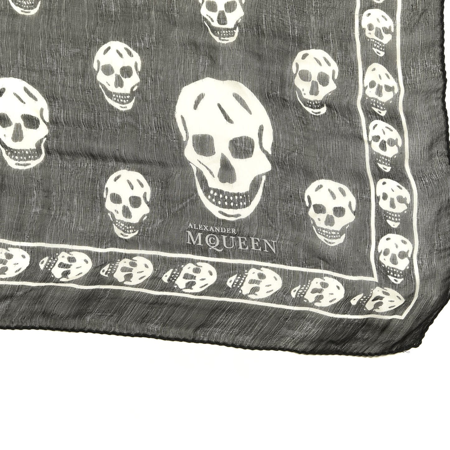 Silk Chiffon Skull Scarf Black White