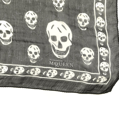 Alexander McQueen Silk Chiffon Skull Scarf Black White 2 of 4
