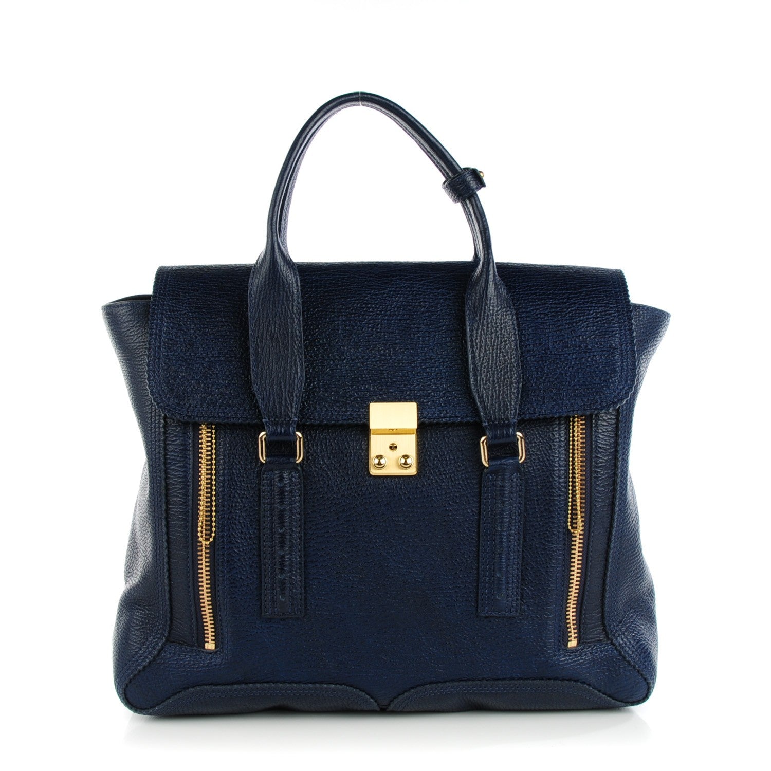 3.1 Phillip Lim 3.1 Textured Calfskin Medium Pashli Satchel Ink 1 of 7