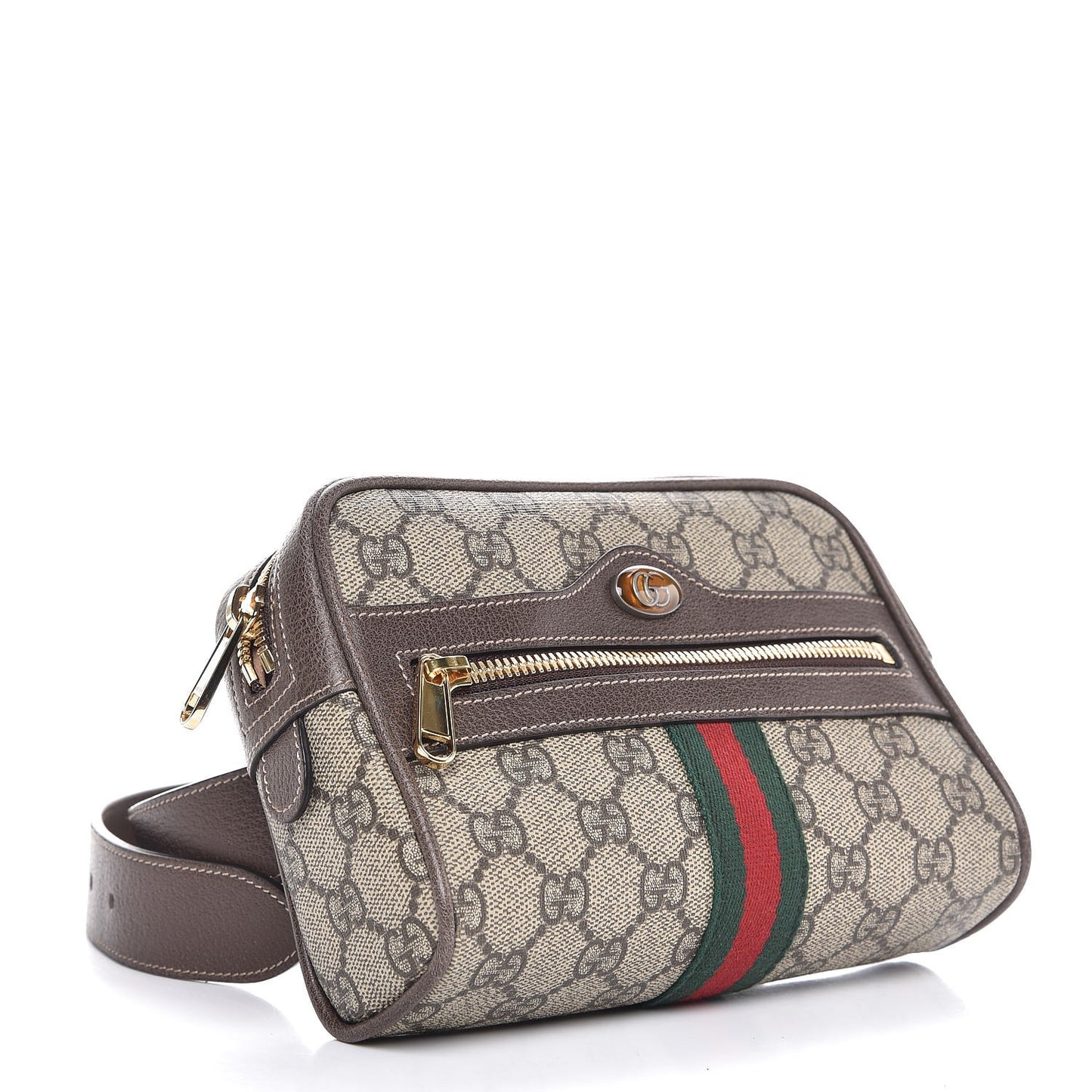 GG Supreme Monogram Web Small Ophidia Belt Bag 85 34 Dark Brown