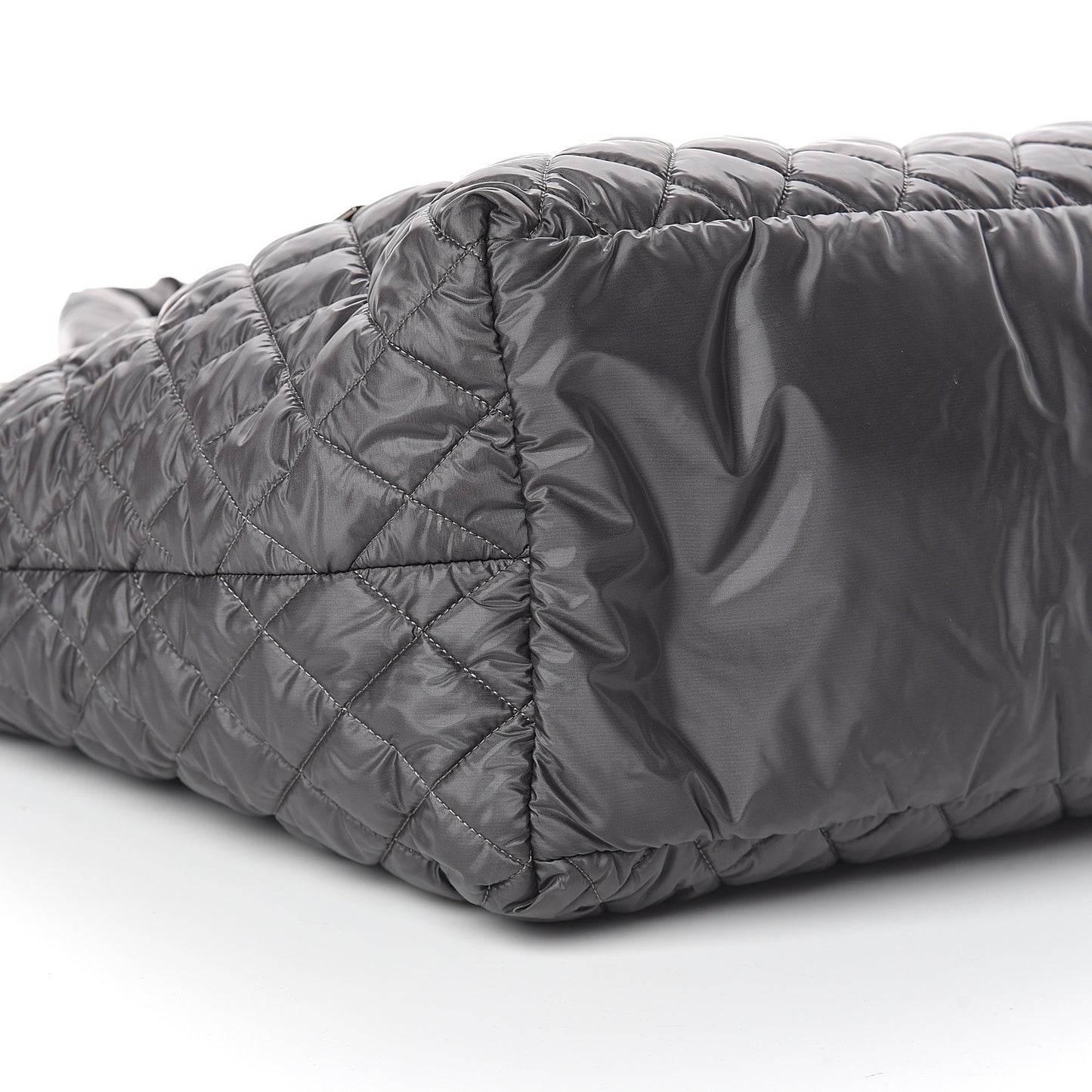 Nylon Quilted Large Coco Cocoon Tote Grey