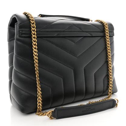 Saint Laurent Calfskin Y Quilted Monogram Small Loulou Chain Satchel Black 3 of 12