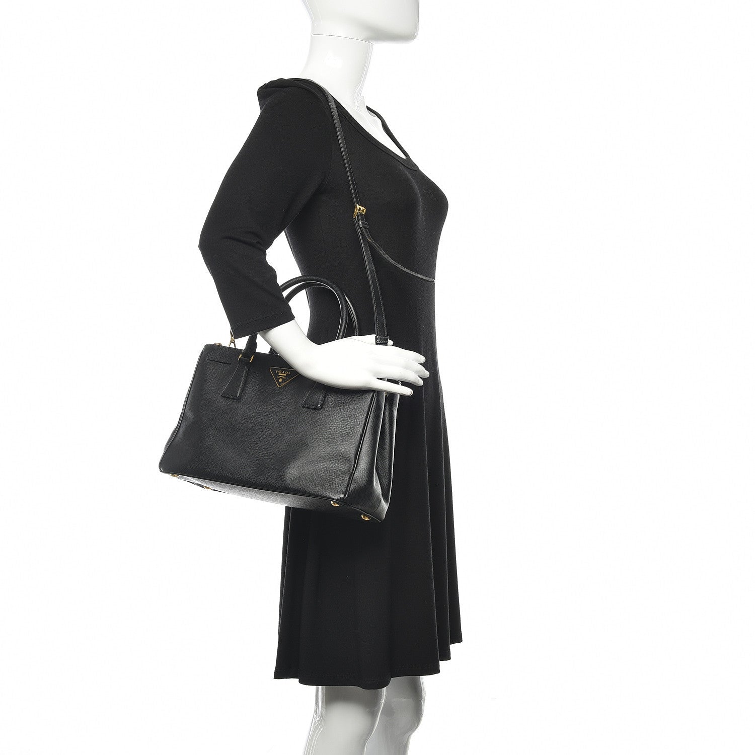 Prada Saffiano Small Galleria Double Zip Tote Black 2 of 11