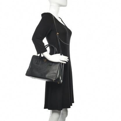 Prada Saffiano Small Galleria Double Zip Tote Black 2 of 11