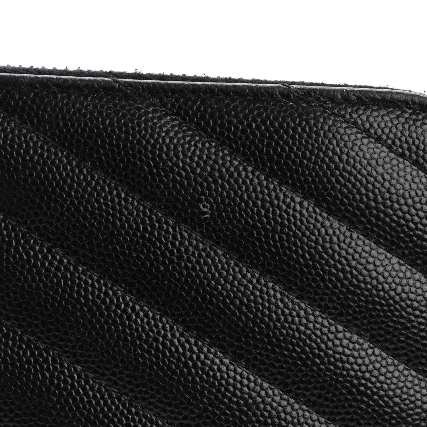 Saint Laurent Grain De Poudre Matelasse Chevron Monogram Zip Around Wallet Black 10 of 11