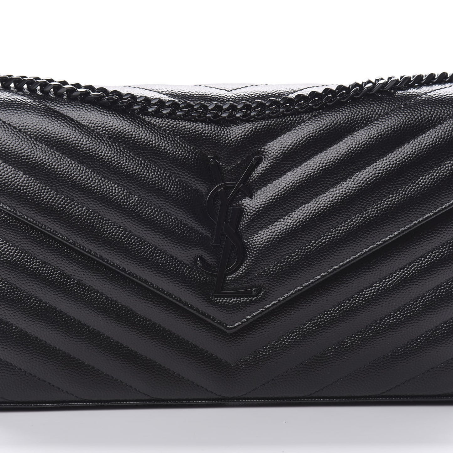 Grain De Poudre Matelasse Chevron Monogram Chain Wallet Black