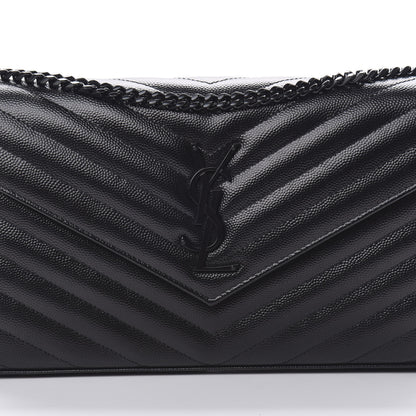 Saint Laurent Grain De Poudre Matelasse Chevron Monogram Chain Wallet Black 8 of 11