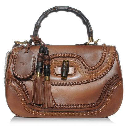 Gucci Leather New Bamboo Large Top Handle Bag Brown 1 of 7