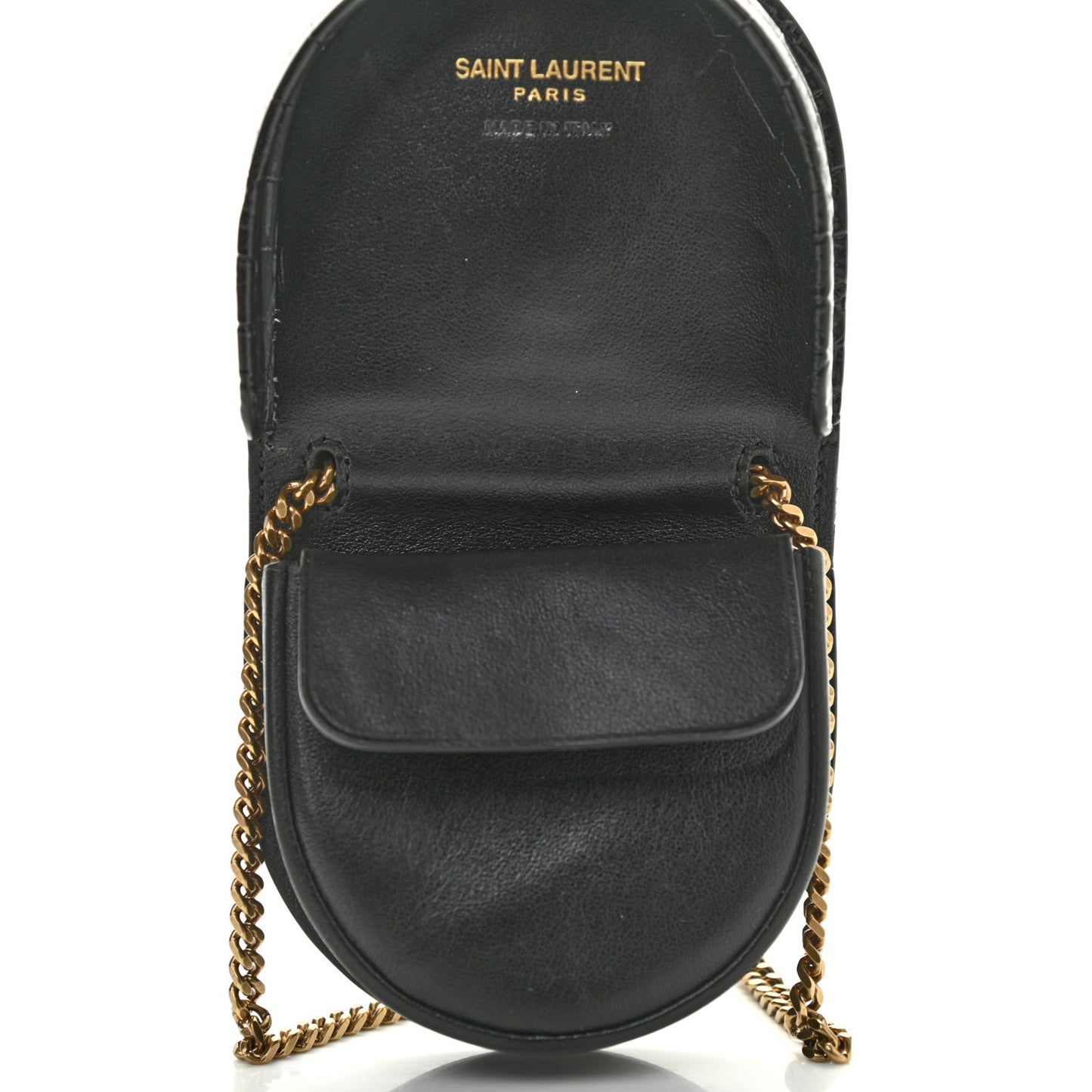 Patent Crocodile Embossed Monogram Baby Kaia Crossbody Bag Black