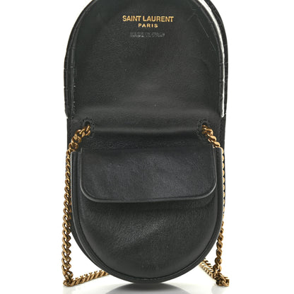 Saint Laurent Patent Crocodile Embossed Monogram Baby Kaia Crossbody Bag Black 5 of 10