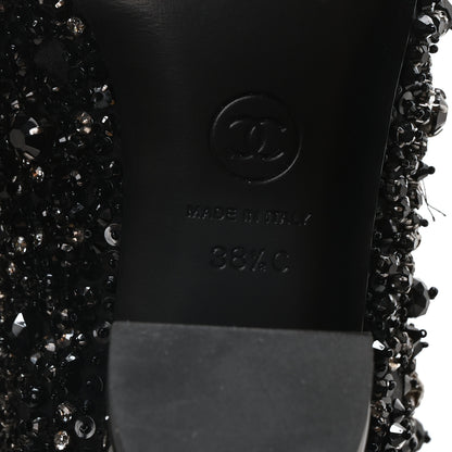 Chanel Grosgrain Beaded Bow Slingback Boots 38.5 Black 7 of 8