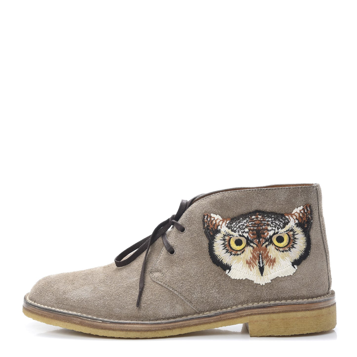 Suede Embroidered Mens UFO and Owl Boots 11.5 Beige