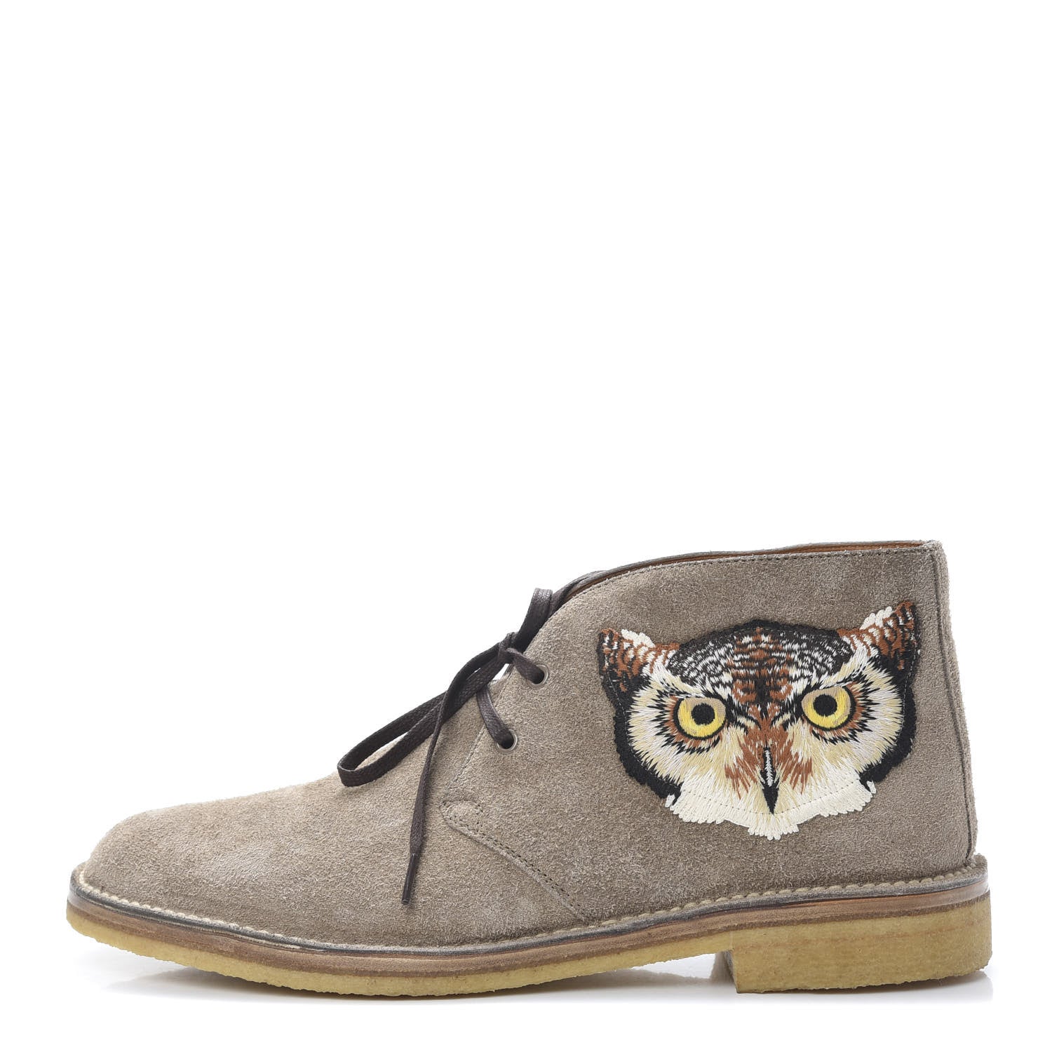 Gucci Suede Embroidered Mens UFO and Owl Boots 11.5 Beige 1 of 11