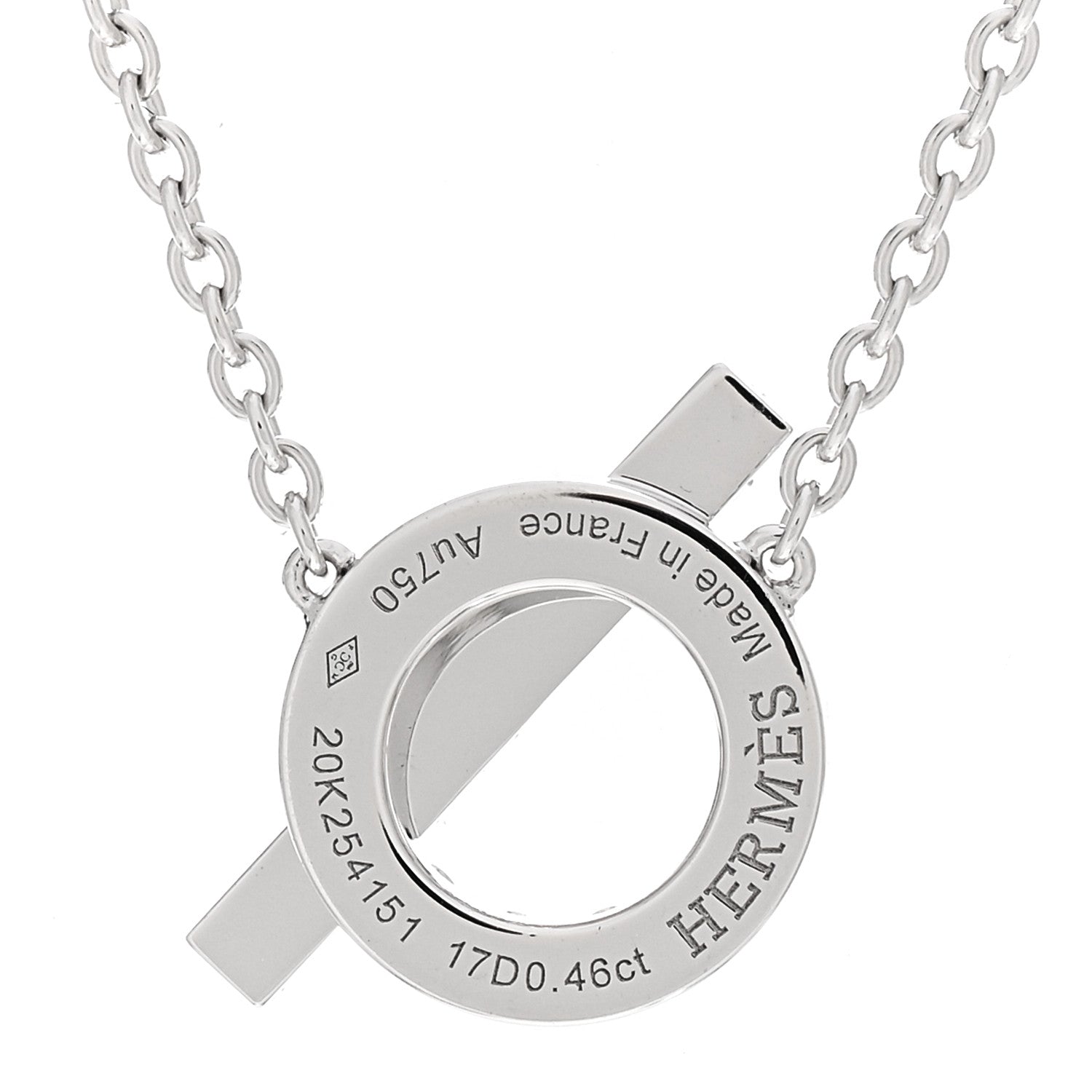 Hermes 18K White Gold Diamond Finesse Pendant Necklace 4 of 5