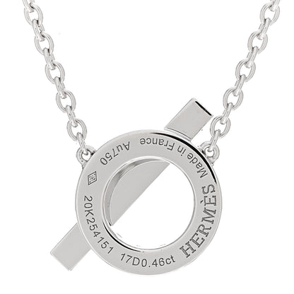 Hermes 18K White Gold Diamond Finesse Pendant Necklace 4 of 5