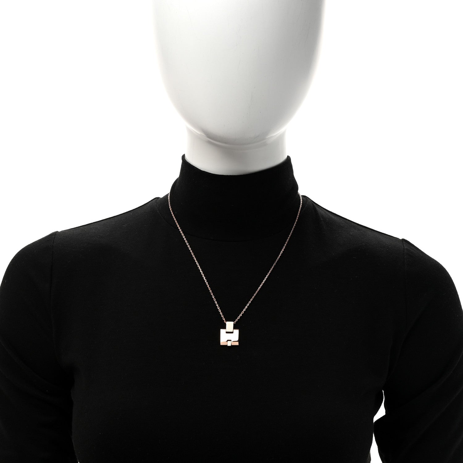 Hermes Rose Gold Plated Lacquered Eileen Pendant Necklace Craie 2 of 6