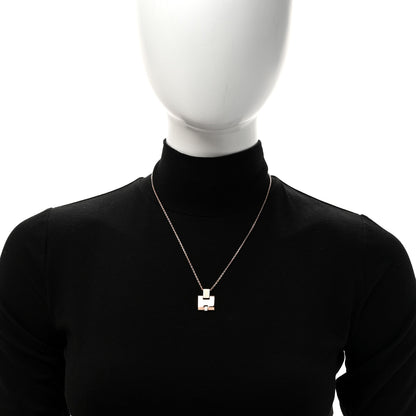 Hermes Rose Gold Plated Lacquered Eileen Pendant Necklace Craie 2 of 6