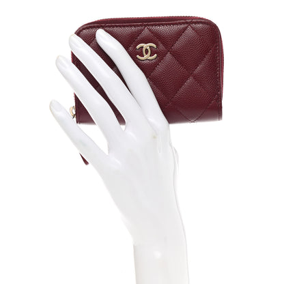 Chanel Caviar Quilted Zip Around Coin Purse Burgundy 2 of 7