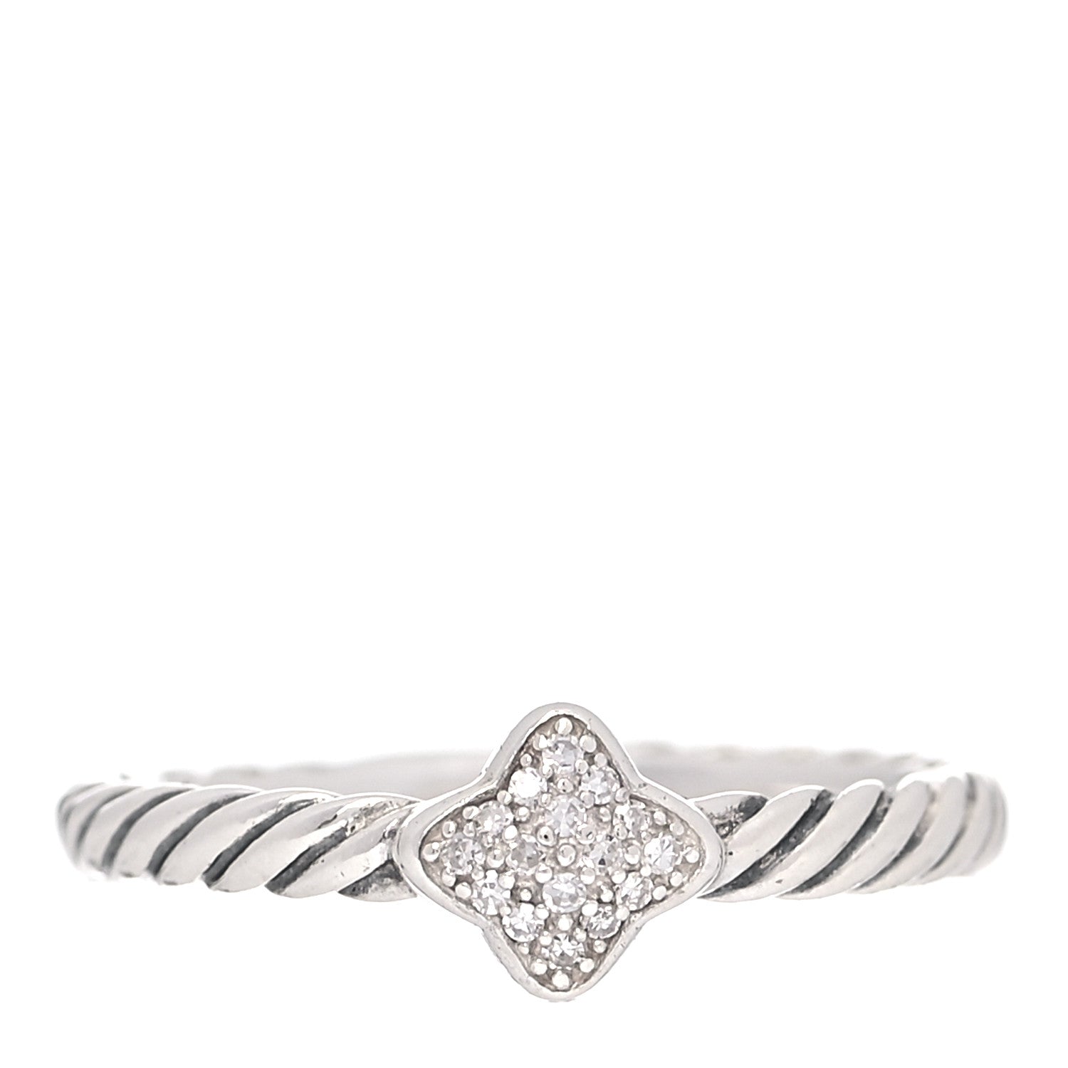 David Yurman Sterling Silver Diamond Quatrefoil Ring 53 6.25 1 of 5