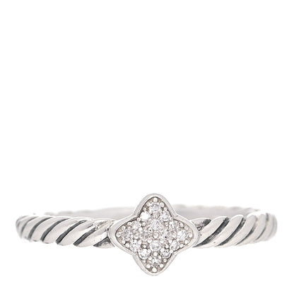 David Yurman Sterling Silver Diamond Quatrefoil Ring 53 6.25 1 of 5