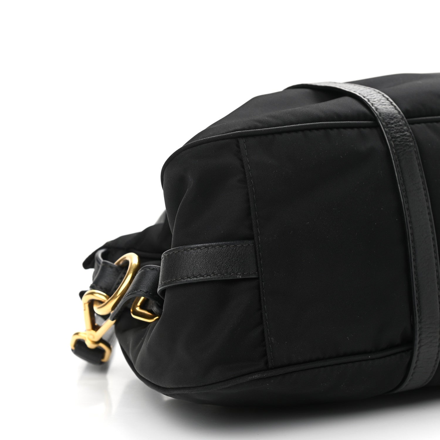 Prada Tessuto Nylon Soft Calfskin Shopping Satchel Black 8 of 9