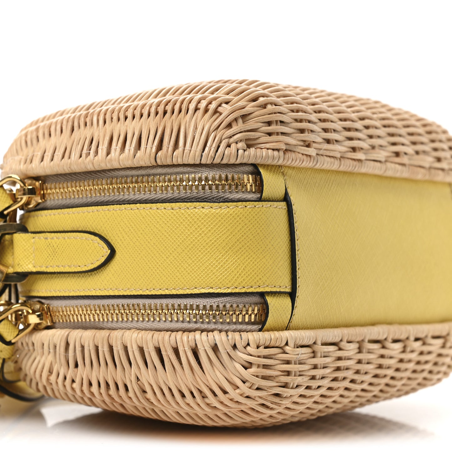 Wicker Saffiano Midolino Odette Top Handle Bag Naturale Sol
