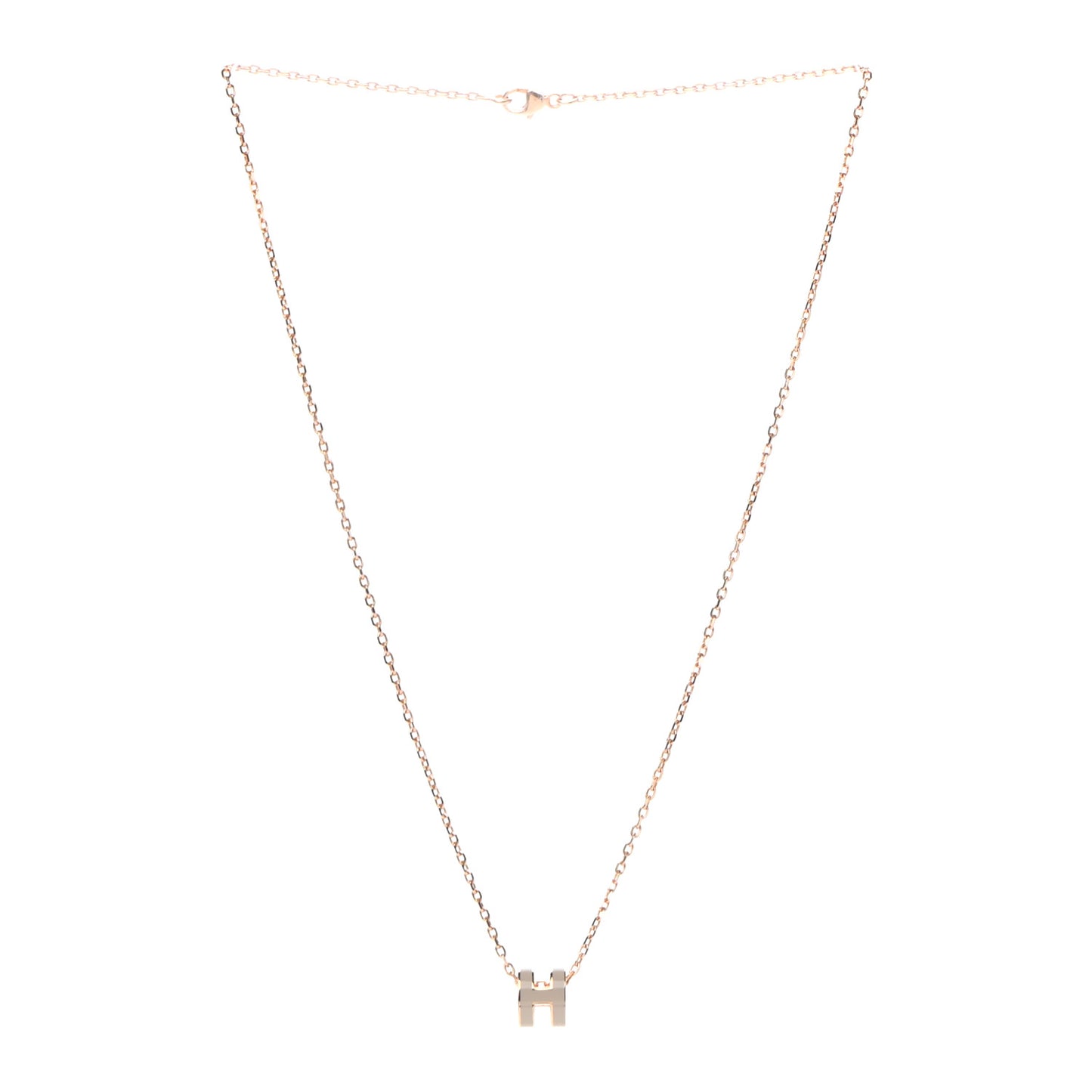 Lacquered Rose Gold Mini Pop H Pendant Necklace Marron Glace