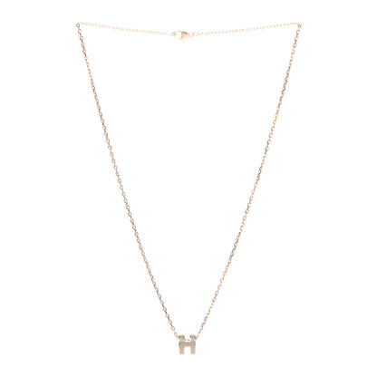 Hermes Lacquered Rose Gold Mini Pop H Pendant Necklace Marron Glace 3 of 8