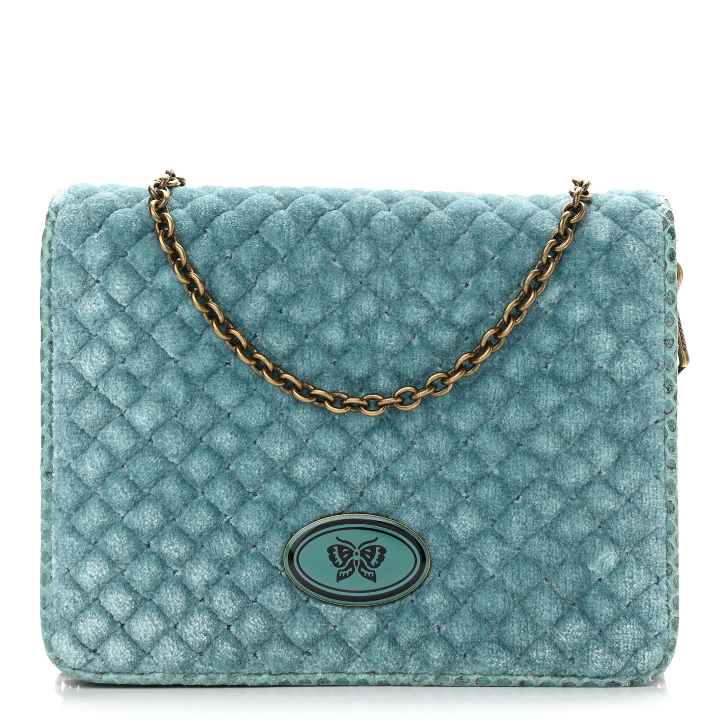 Velvet Ayers Intrecciato Butterfly Chain Wallet Linoleum
