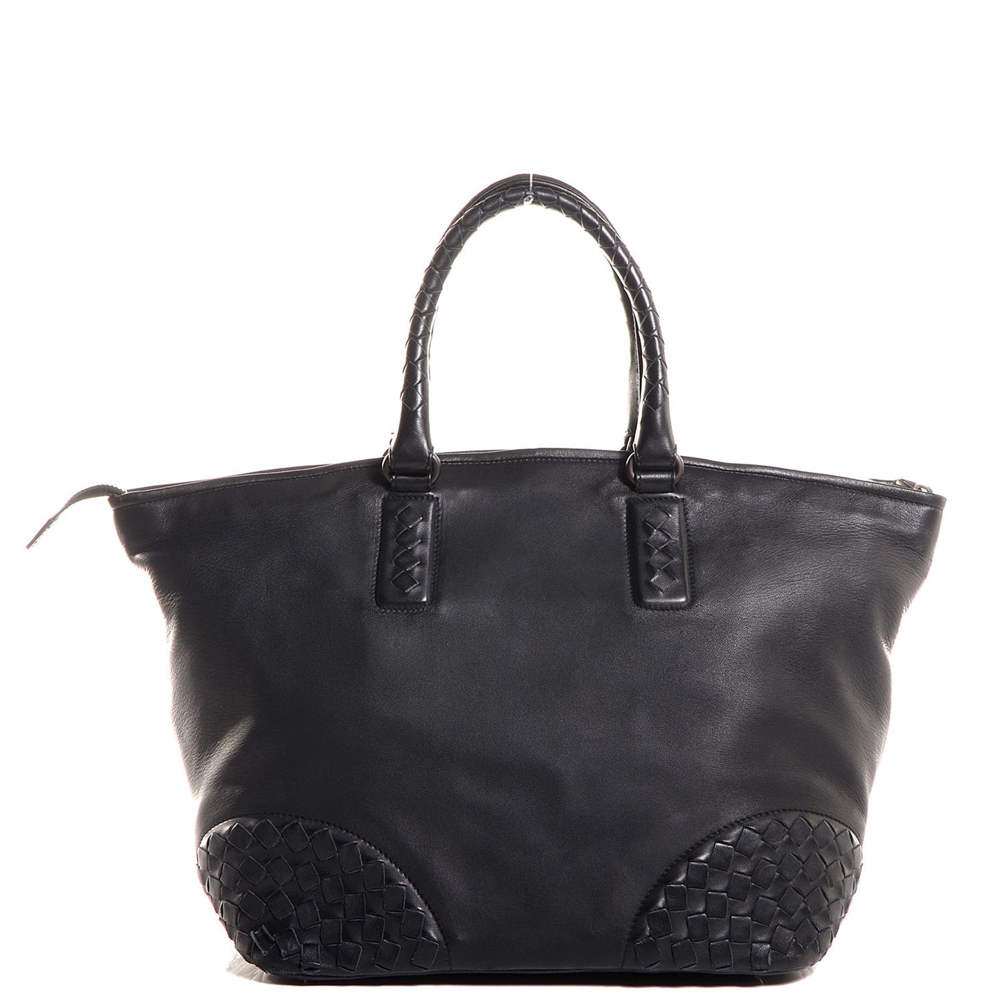Nappa Intrecciato Small Woven Corner Tote Nero Black