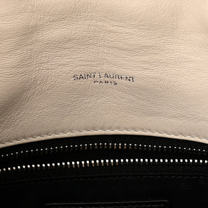 Saint Laurent Lambskin Quilted Toy Loulou Puffer Monogram Chain Satchel Blanc Vintage 6 of 11