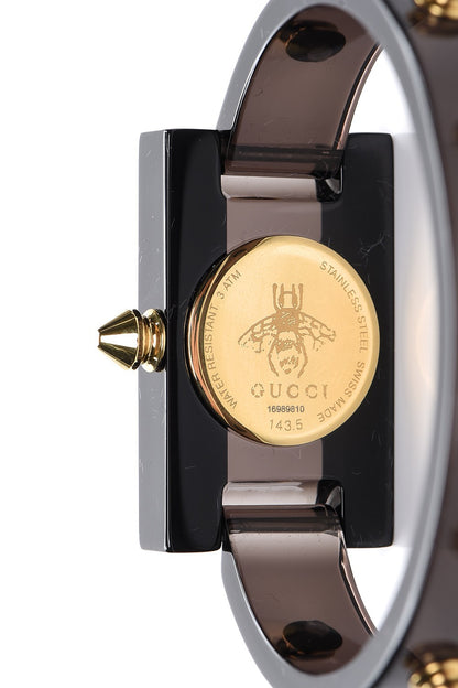Gucci Stainless Steel Plexiglass 24mm Skeleton Stud Quartz Watch Black 5 of 6