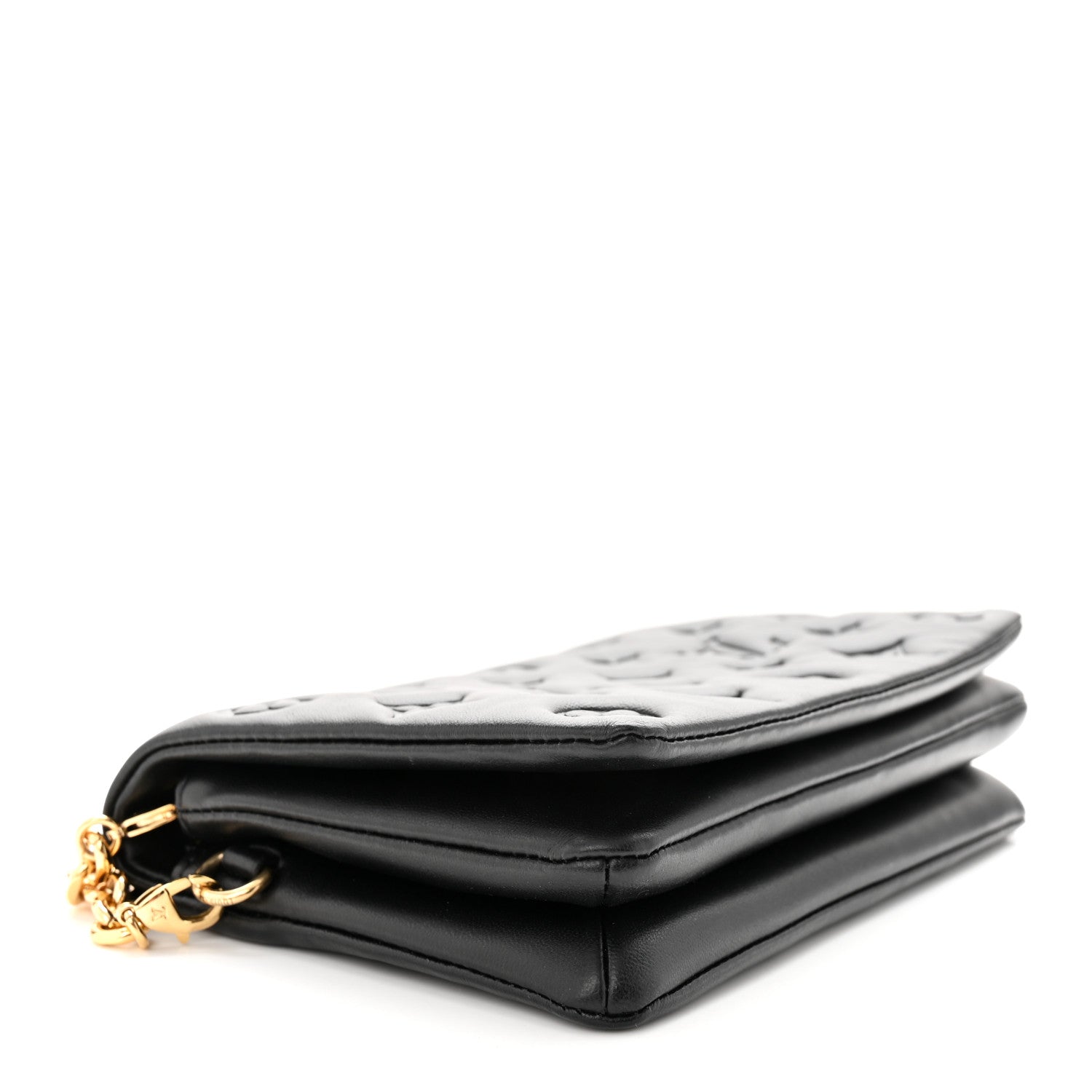 Louis Vuitton Lambskin Embossed Monogram Pochette Coussin Black 4 of 9