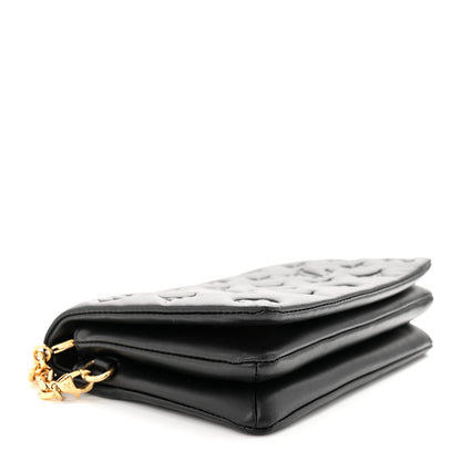 Louis Vuitton Lambskin Embossed Monogram Pochette Coussin Black 4 of 9