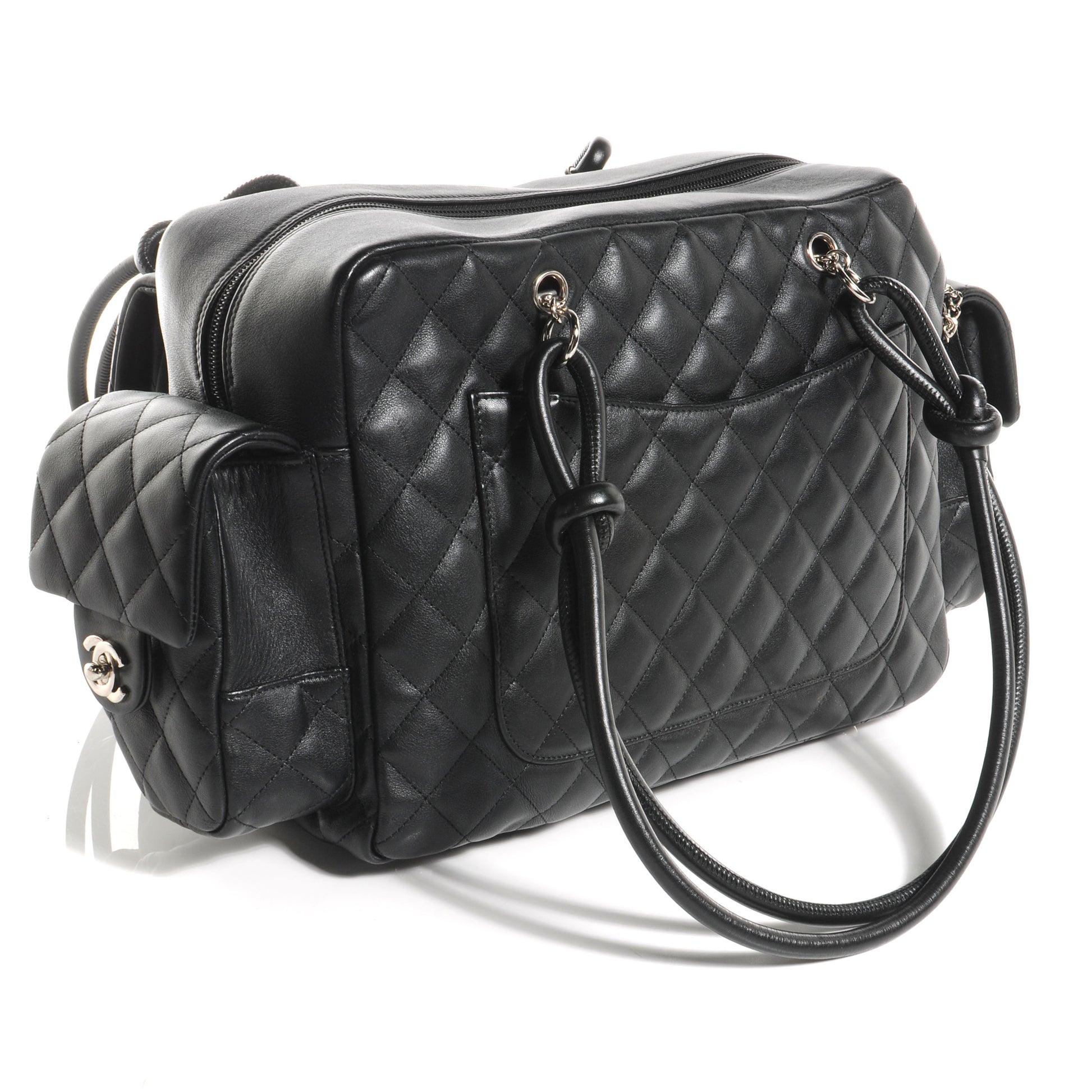 Chanel Calfskin Quilted Large Cambon Multipocket Reporter Black White 3 of 7