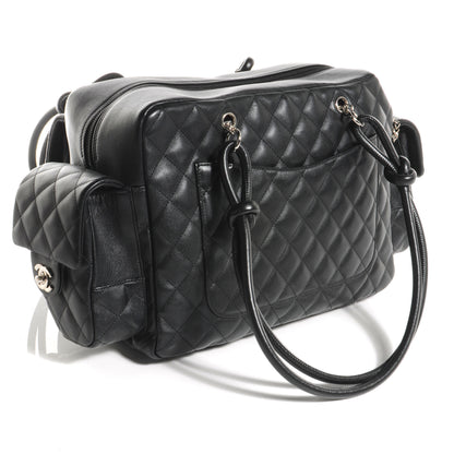 Chanel Calfskin Quilted Large Cambon Multipocket Reporter Black White 3 of 7