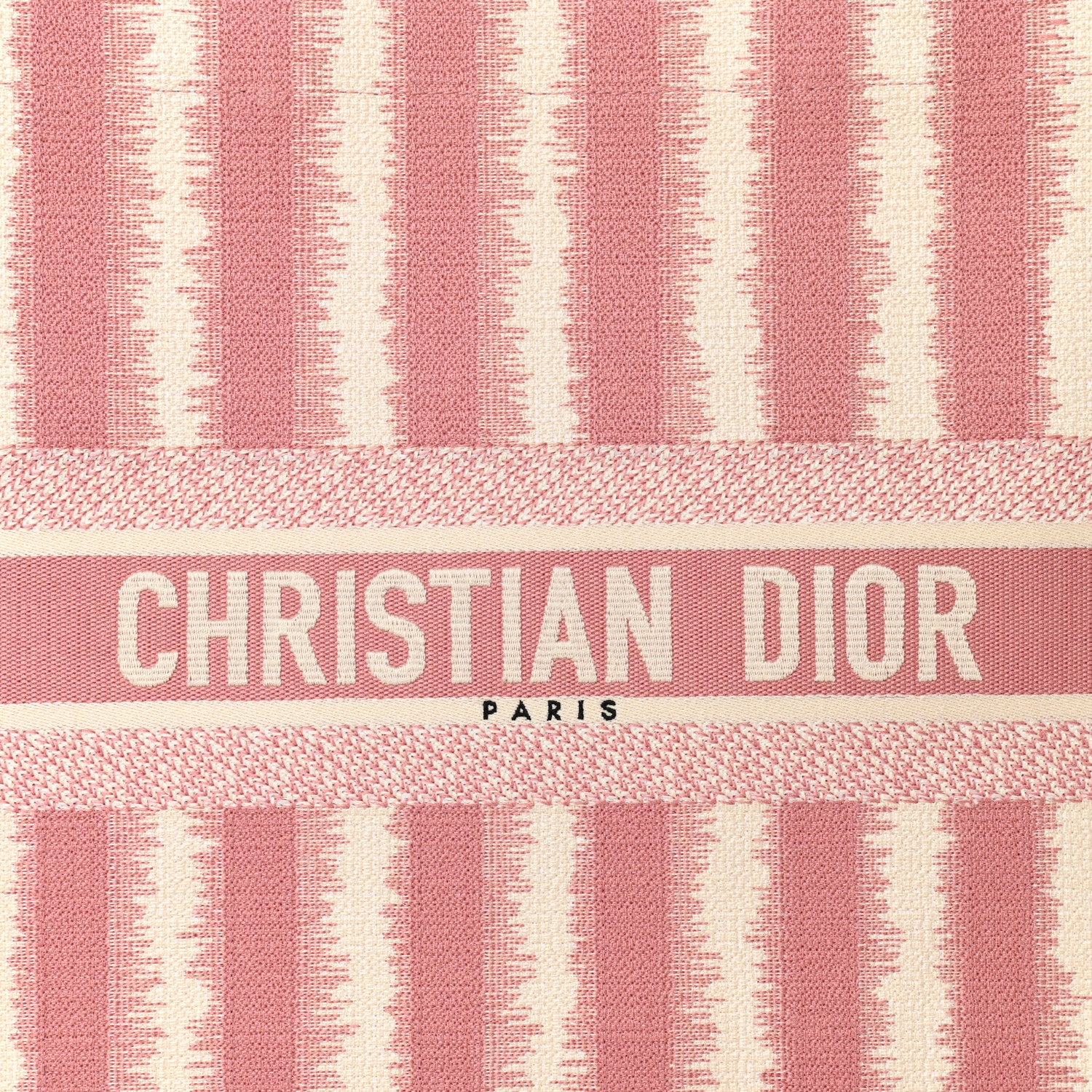 Christian Dior Canvas Embroidered Large Striped Book Tote Pink 8 of 11