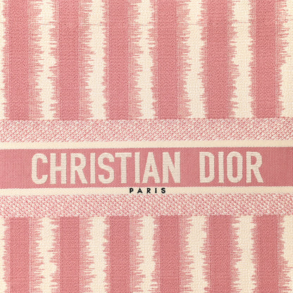 Christian Dior Canvas Embroidered Large Striped Book Tote Pink 8 of 11