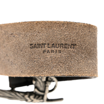 Saint Laurent Calfskin Embossed Celtique Belt 70 28 Brown 6 of 8