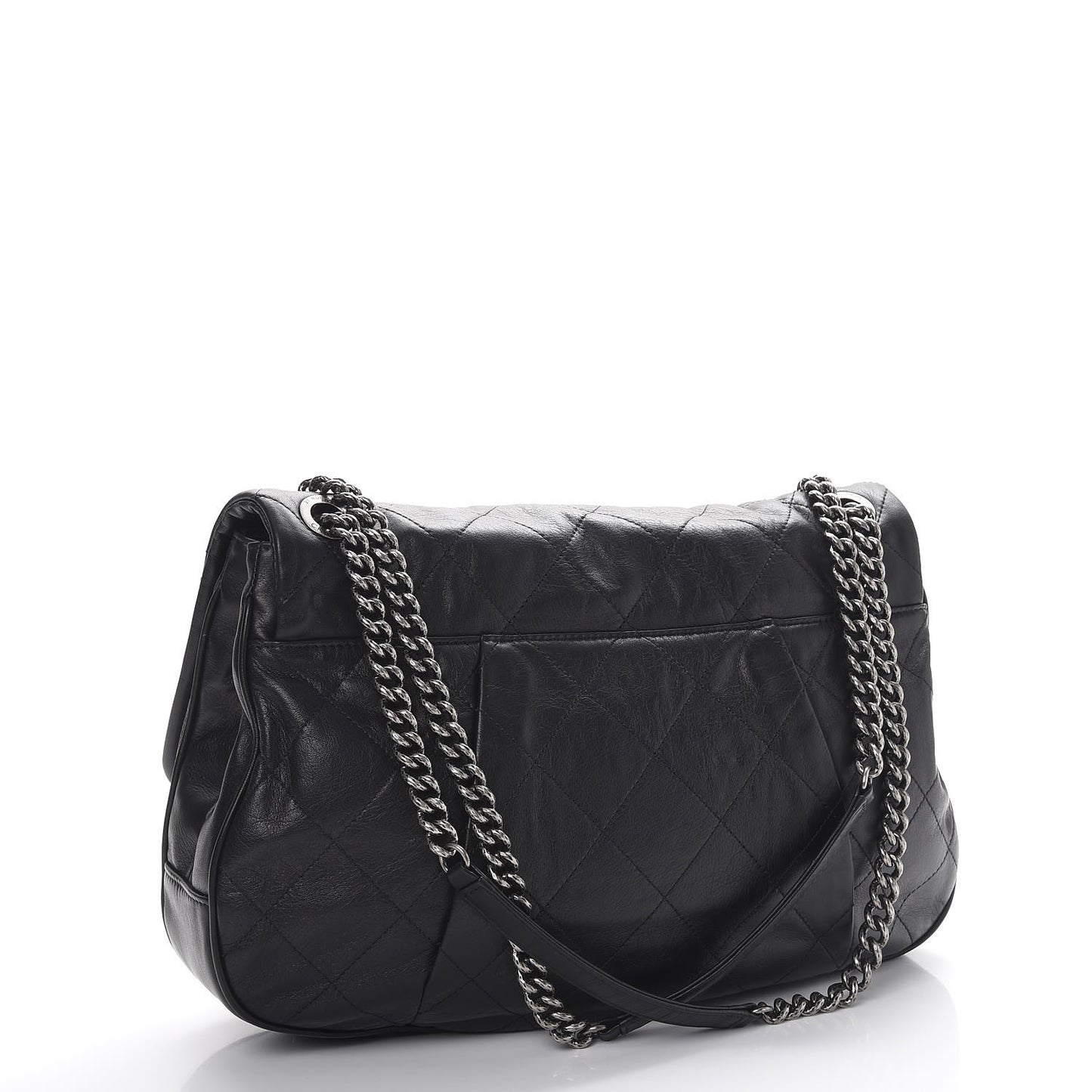 Calfskin Coco Pleats Flap Black