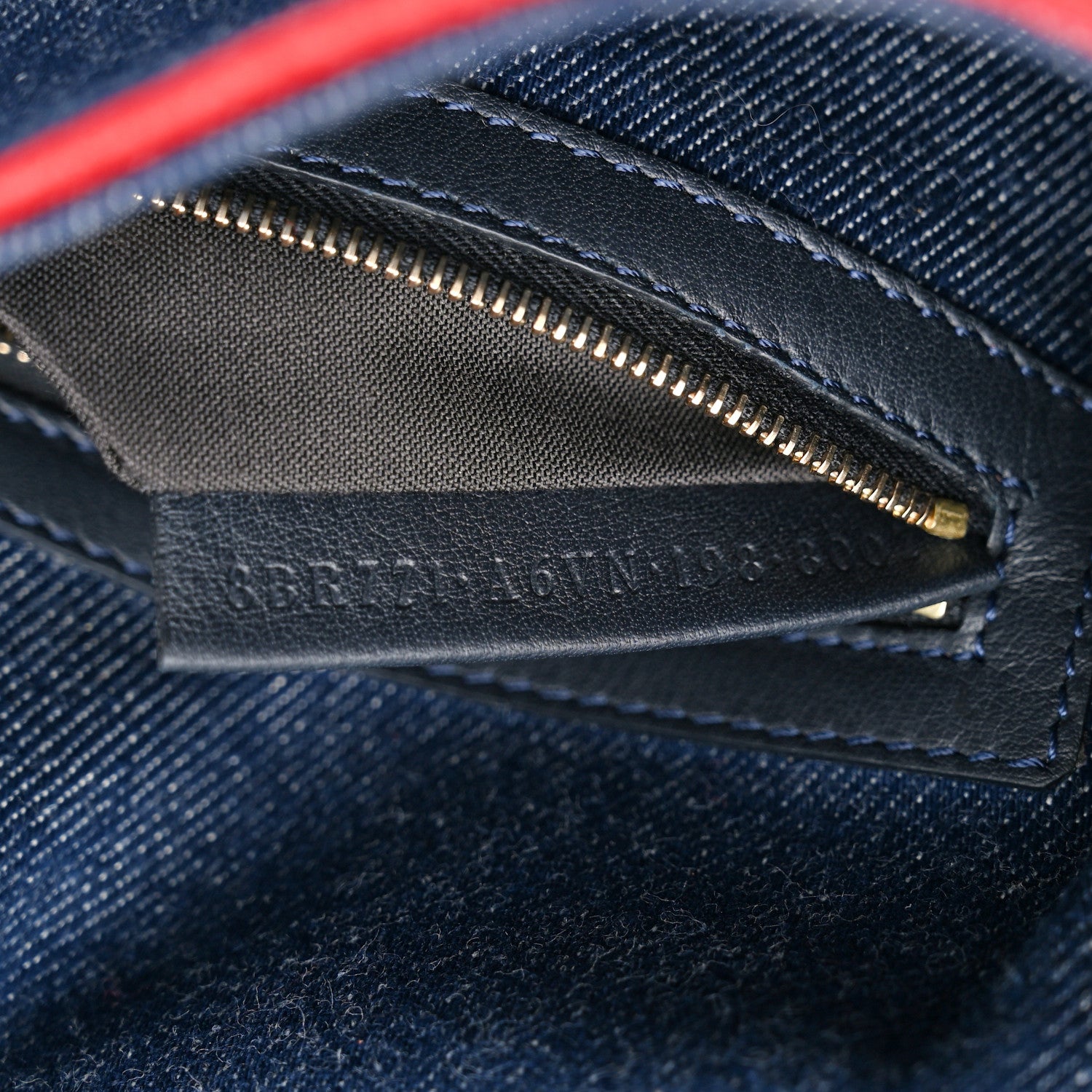 Fendi Denim Large Baguette Blue Rosso 7 of 12