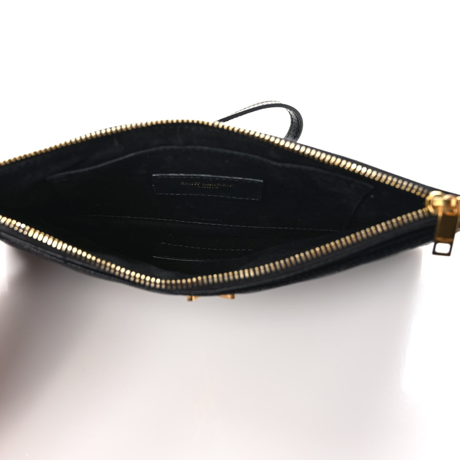 Saint Laurent Grain De Poudre Chevron Monogram Large Bill Pouch Black 5 of 7